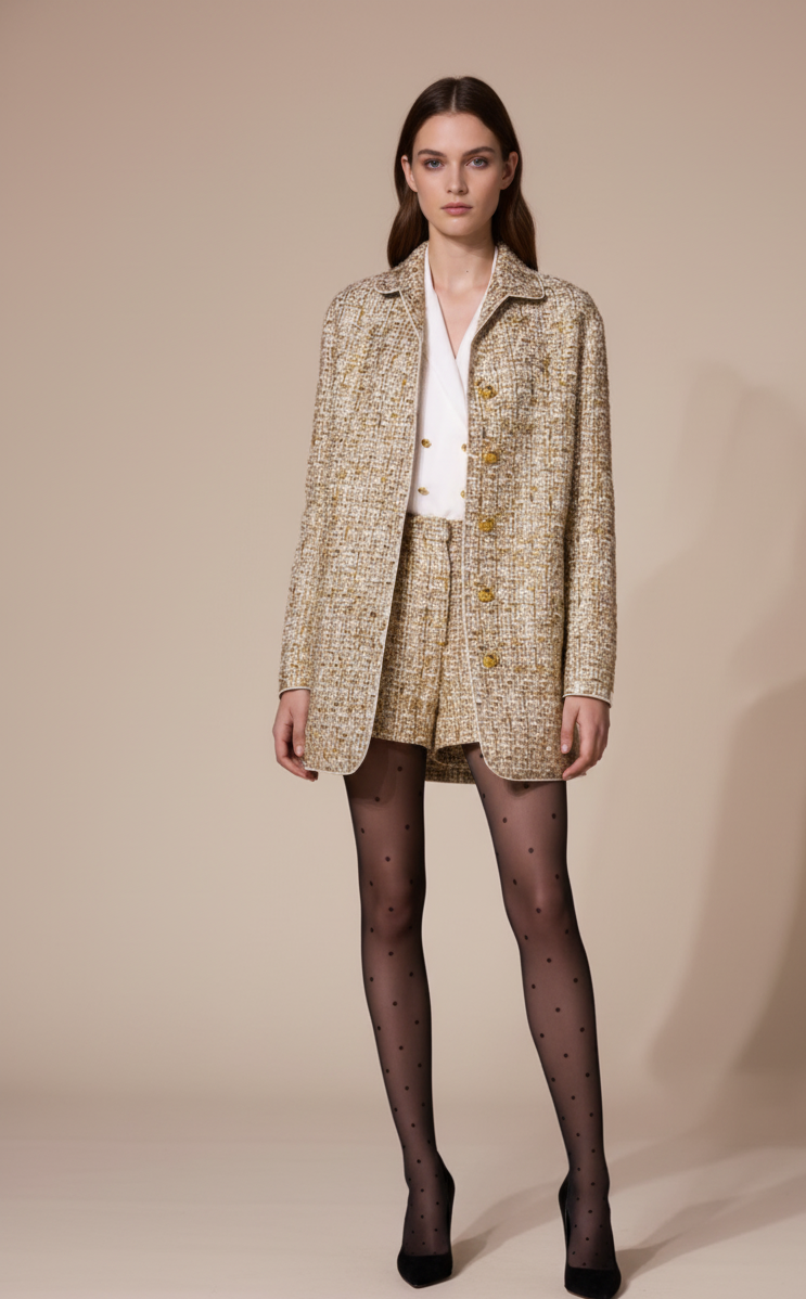 The "Golden Riviera" Tweed Short Suit Ensemble