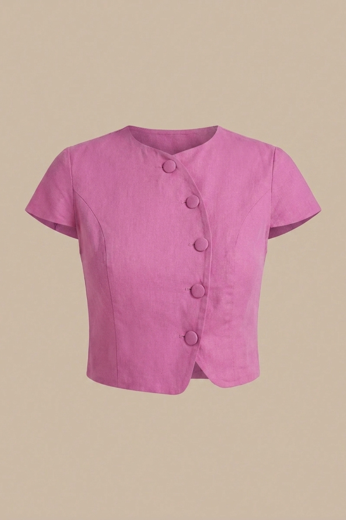Crop Top Asymétrique Rose Fushia