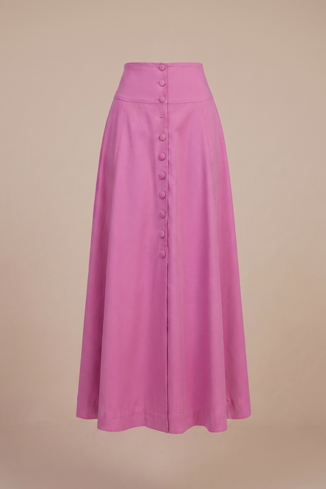 Jupe Longue Boutonnée Rose Fushia